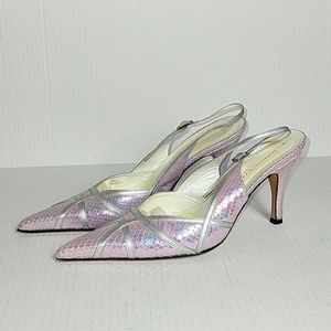 Sabrina Chic Irridescent Italian Made slingback heels sz 38.5 Euro 8.0 US